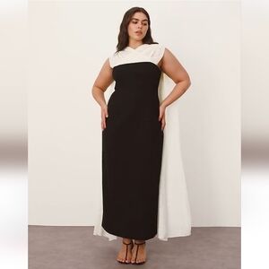 ARRANGE Curve structured maxi dress with chiffon drape